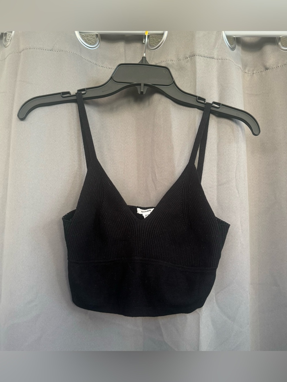 Garage Black Ribbed V-Neck Cropped Camisole